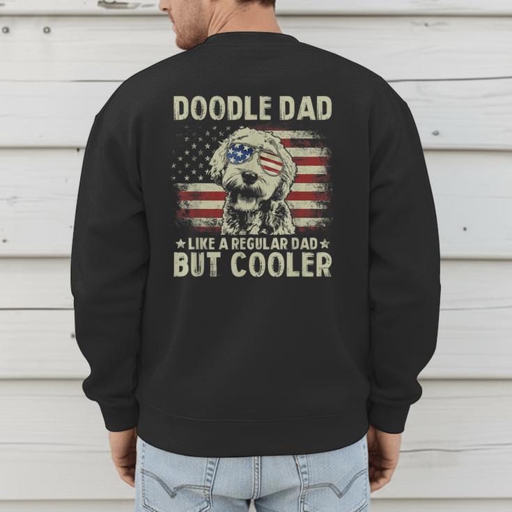 Vintage USA Flag Goldendoodle Doodle Dad Fathers Day Men Men's Sweatshirt Back Print
