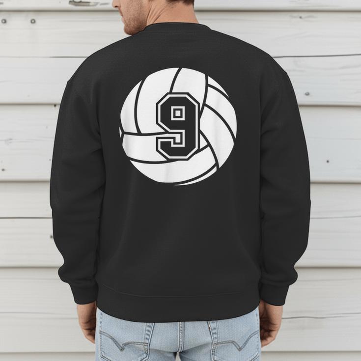 Volleyball Player 9 Volleyball Mom Dad Jersey Number 9 Men's Sweatshirt Back Print