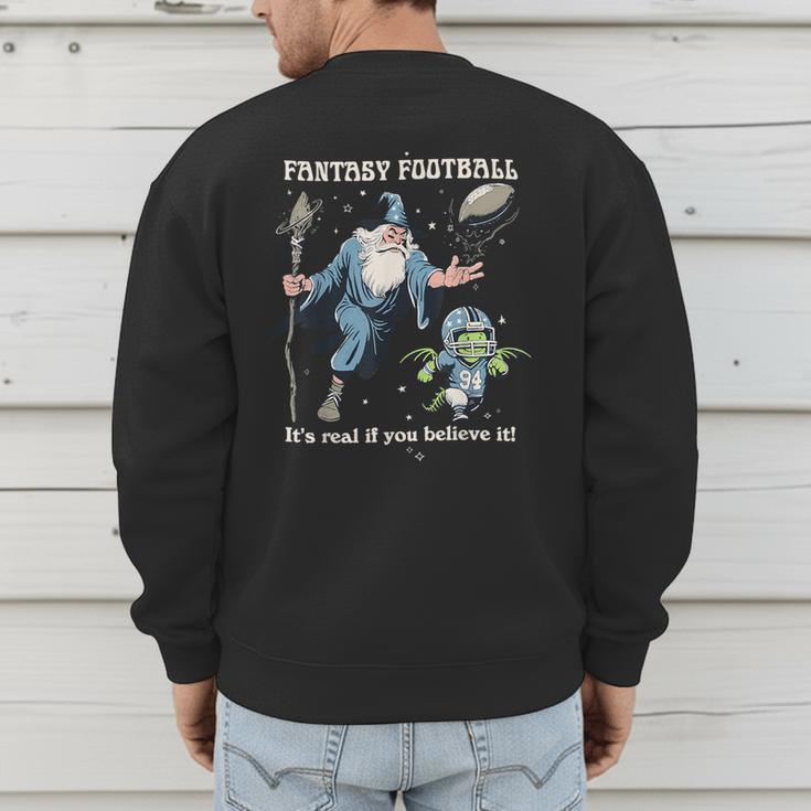 Wizard Dragon Fantasy Football Player Literal Dad Joke Men's Sweatshirt Back Print