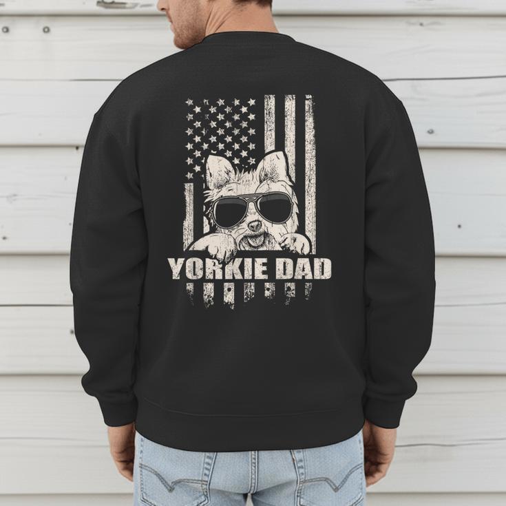 Yorkie Dad Cool Vintage Retro Proud American Men's Sweatshirt Back Print