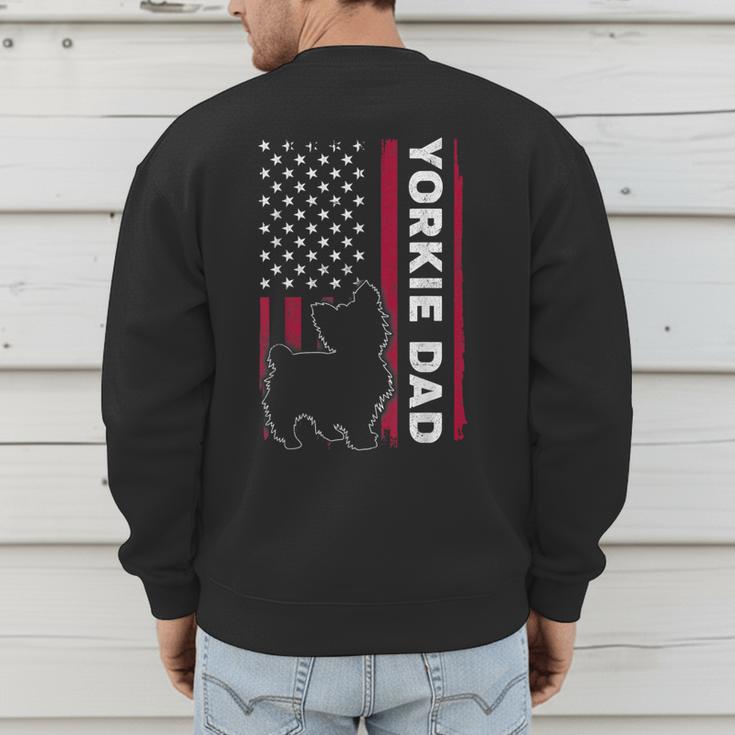 Yorkie Dog Vintage US American Flag Yorkie Dad Fathers Day Men's Sweatshirt Back Print
