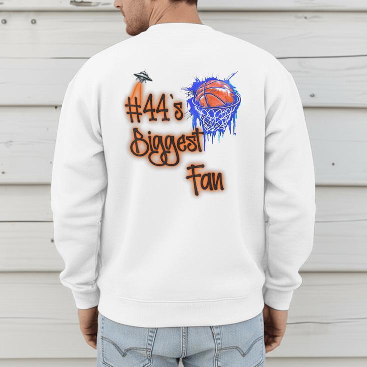 44 Biggest Fan Of Basketball Player Number 44 Dad Mom Men's Sweatshirt Back Print