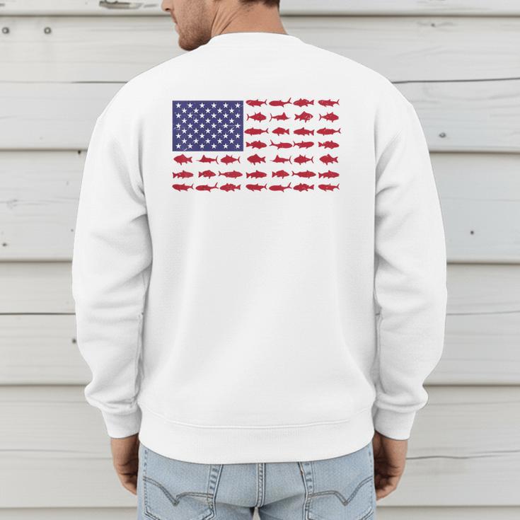 American Flag Fishing-Shirt Men Kids Bass Fish Dad Patriotic Men's Sweatshirt Back Print