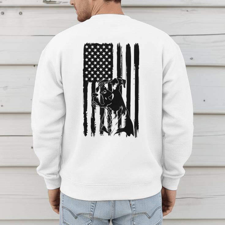 American Flag USA Patriot Boxer Dog Dad Men's Sweatshirt Back Print American Flag USA Patriot Boxer Dog Dad Men's Sweatshirt Back Print