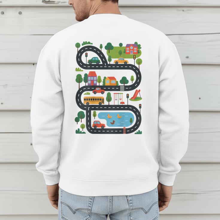 On Back Tired Dads Club Car Race Track On Dad Daddy Men's Sweatshirt Back Print