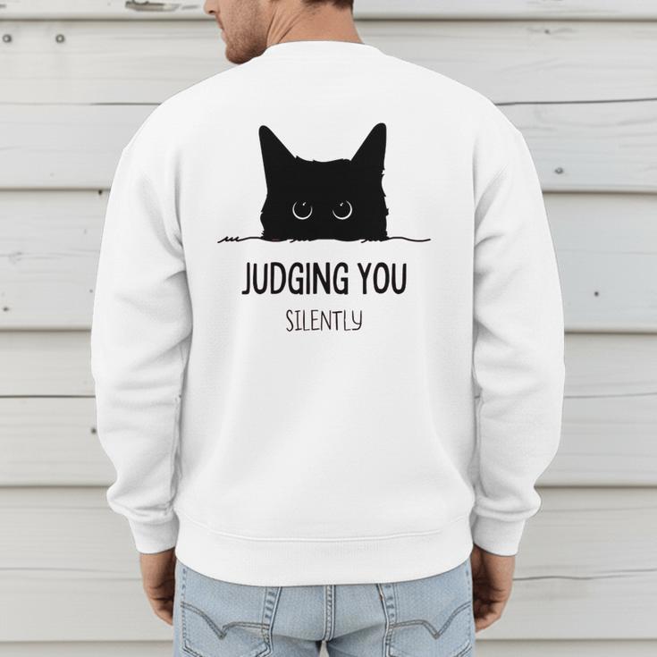 Cat Judging You Silently Cat Mom Dad Premium Tri-Blend Men's Sweatshirt Back Print