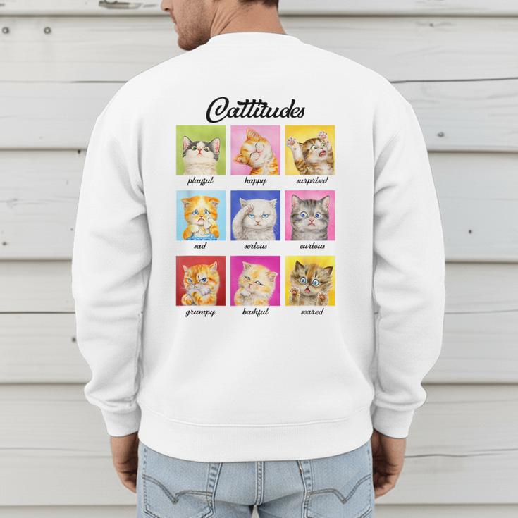 Cat Lover Cat Mom Cat Dad Crazy Cat Lady Cattitudes Men's Sweatshirt Back Print