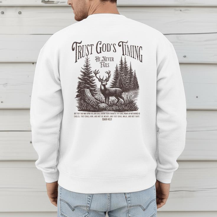 Christian Jesus Bible Verse Deer Elk Buck Hunting Dad Hunter Men's Sweatshirt Back Print