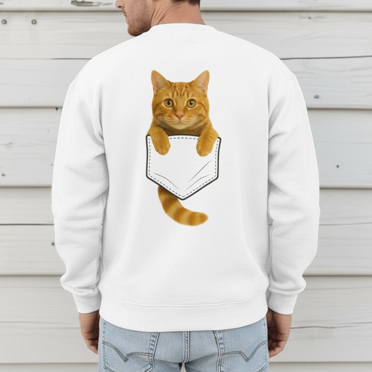 Cute Tabby Cat Pocket Cat Mom Cat Dad Cat Lover Men's Sweatshirt Back Print Cute Tabby Cat Pocket Cat Mom Cat Dad Cat Lover Men's Sweatshirt Back Print