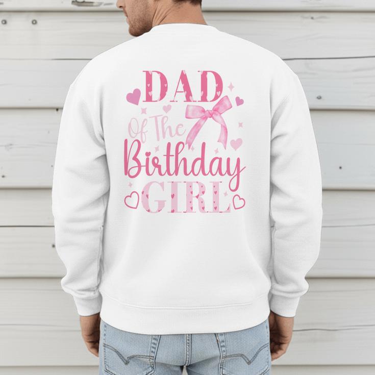 Dad Of The Birthday Girl Bow Cute Pink Matching Family Party Men's Sweatshirt Back Print