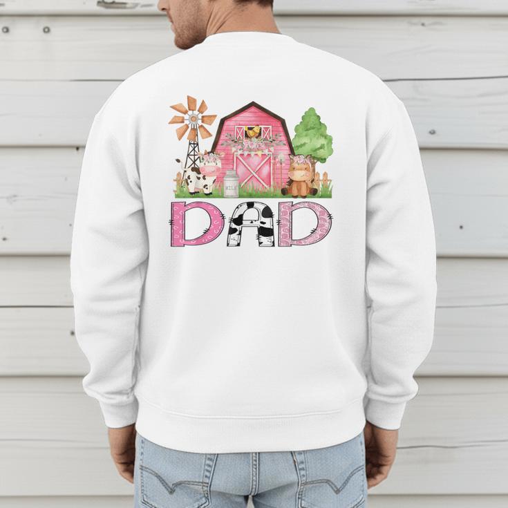 Dad Pink Farm Animal Birthday Kids Matching Family Men's Sweatshirt Back Print
