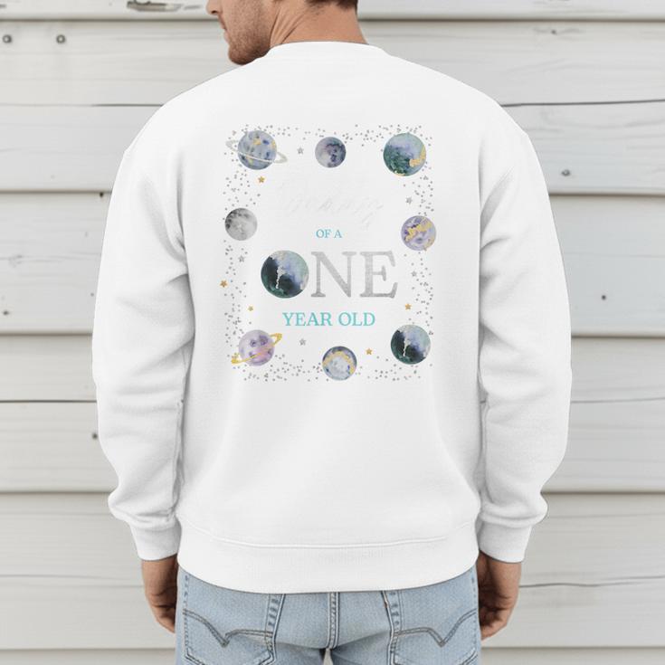 Daddy Houston We Have One Year Old Space Theme 1st Birthday Men's Sweatshirt Back Print