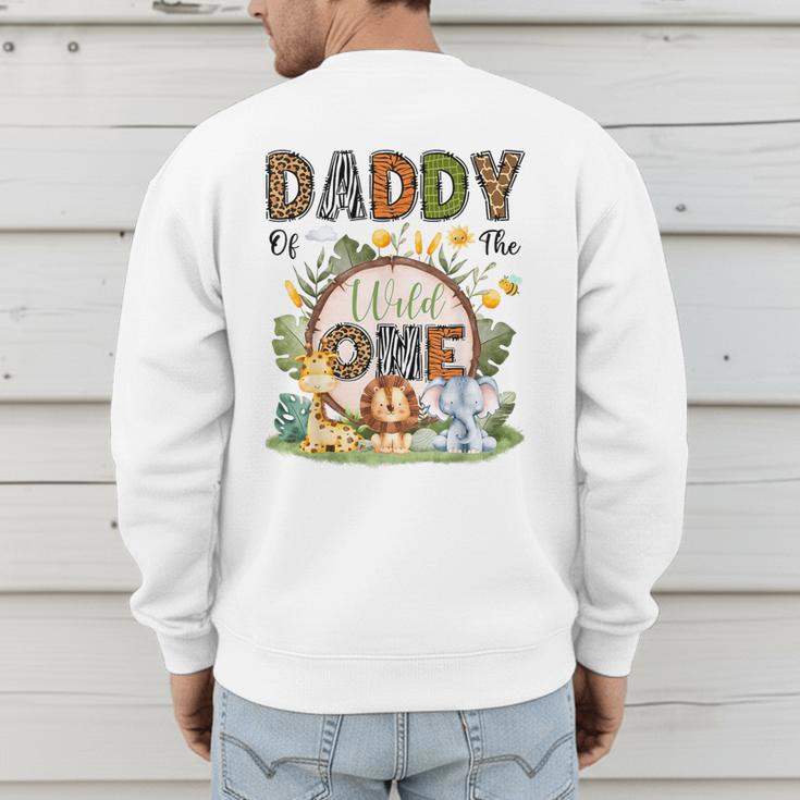 Daddy Of The Wild One 1St Birthday Boy Safari Jungle Men's Sweatshirt Back Print