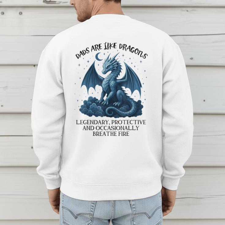 Dads Are Like Dragons Legendary Protective Fatherhood Men's Sweatshirt Back Print