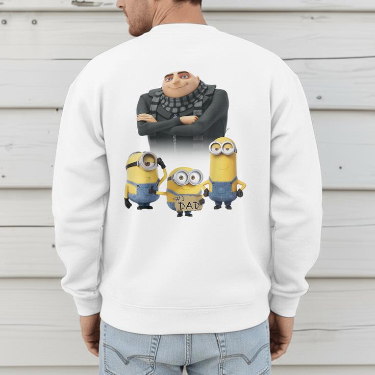 Despicable Me Minions Father's Day 1 Dad Cardboard Sign Men's Sweatshirt Back Print