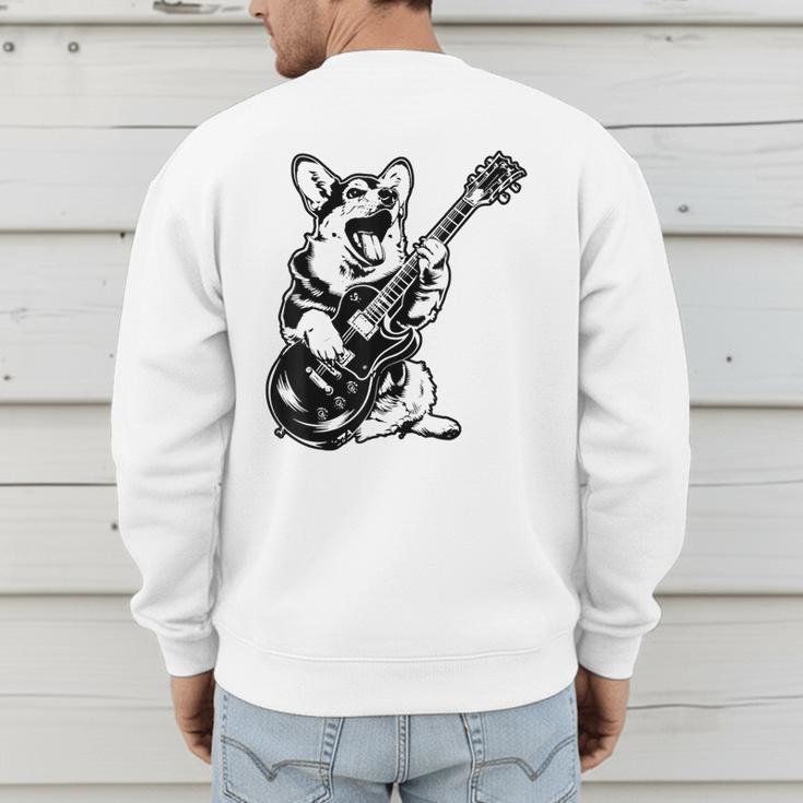 Dog Guitarist Guitar Pembroke Welsh Corgi Dad Mom Men's Sweatshirt Back Print