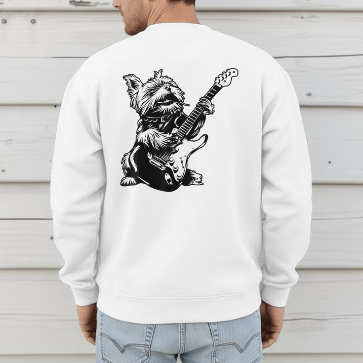 Dog Guitarist Guitar Yorkie Dad Mom For Men Women Men's Sweatshirt Back Print