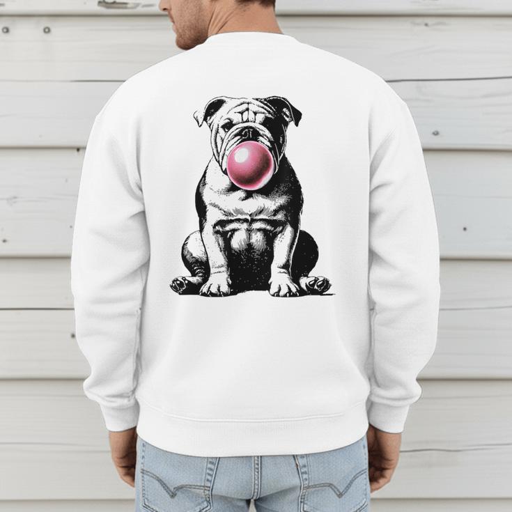 English Bulldog Bubble Gum Vintage Dog Mom Pet Dad Men's Sweatshirt Back Print