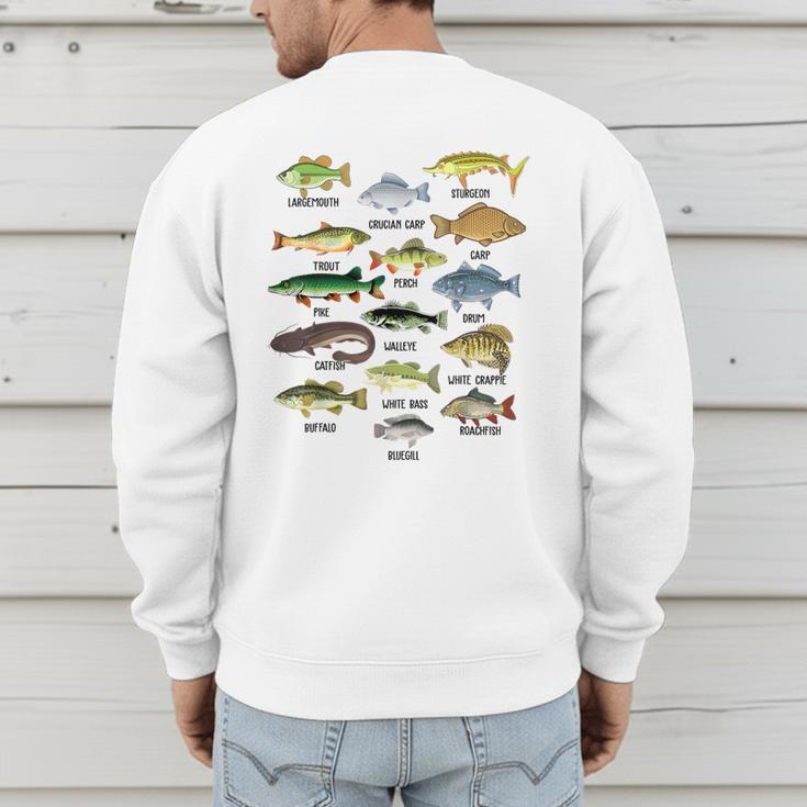 Fishing-Shirt Types Of Freshwater Bass Fish Dad Jokes Men's Sweatshirt Back Print