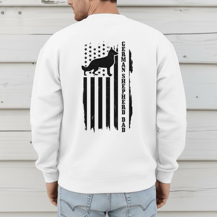 German Shepherd Dad Vintage Flag Patriotic Dog Men's Sweatshirt Back Print