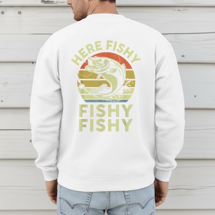 Here-Fishy Fishing Boy Large Mouth Bass Dad Men's Sweatshirt Back Print