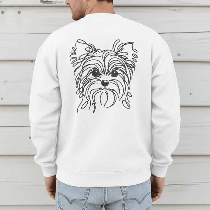 Line Art Dad Mom Dog Teecup Yorkie Men's Sweatshirt Back Print