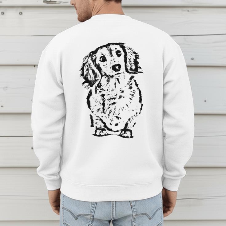 Long Hair Dachshund Lover Doxie Mom Dad Cute Wiener Dog Small Men's Sweatshirt Back Print