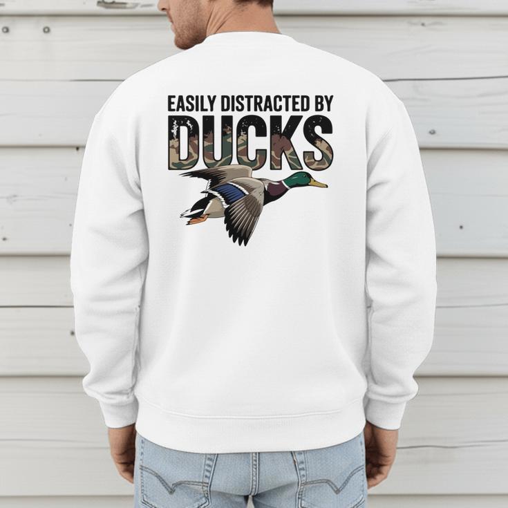 Mallard Duck Hunting Camo Easily Distracted Duck Dad Men's Sweatshirt Back Print