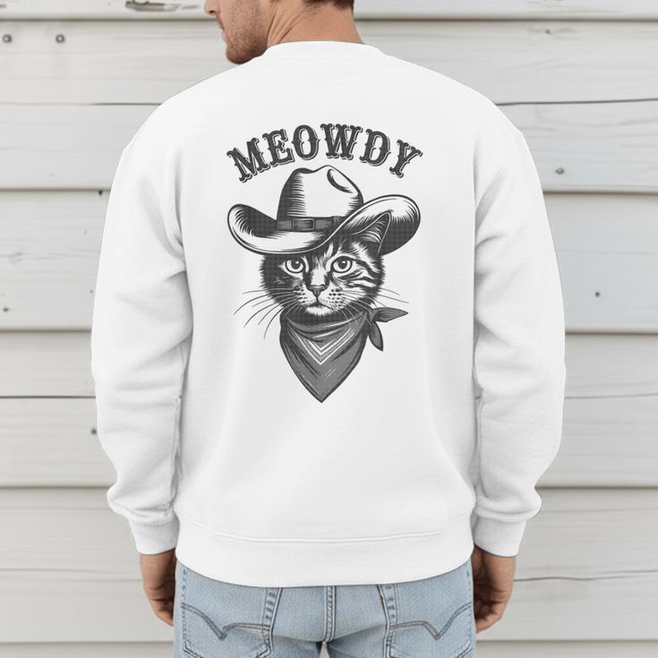 Meowdy Cat Cowboy Western Graphic Cat Lady Cat Dad Men's Sweatshirt Back Print