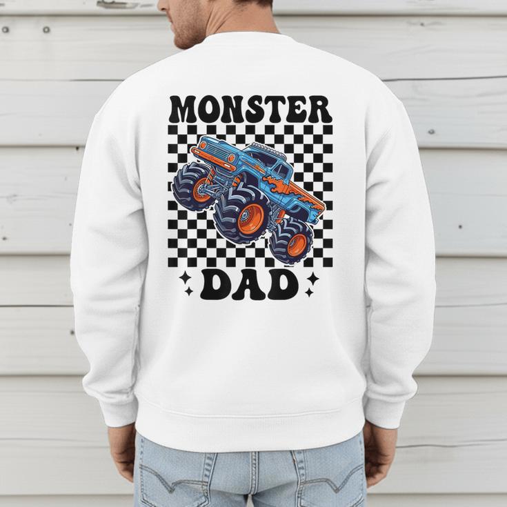 Monster Truck Dad Family Matching Monster Trucks Birthday Men's Sweatshirt Back Print
