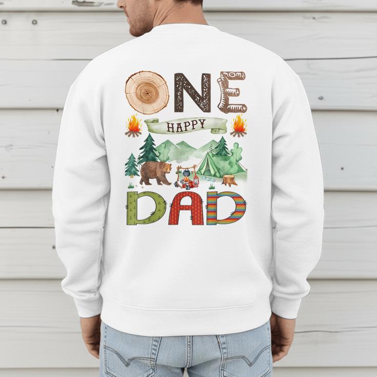 One Happy Dad Camper 1st Birthday Boy Camping Bear Men's Sweatshirt Back Print One Happy Dad Camper 1st Birthday Boy Camping Bear Men's Sweatshirt Back Print