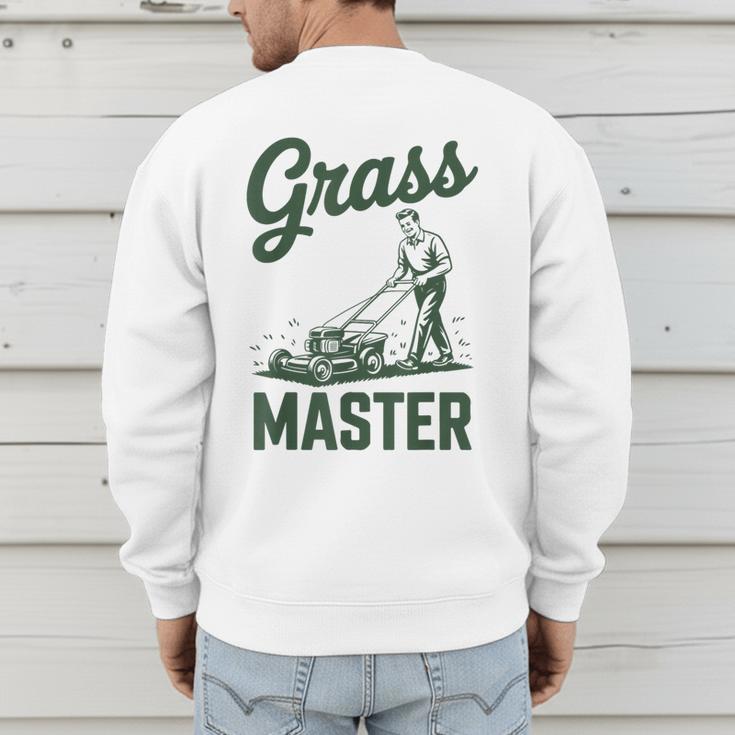 Push Lawn Mower Legend Grass Master Dad Mowing Men's Sweatshirt Back Print