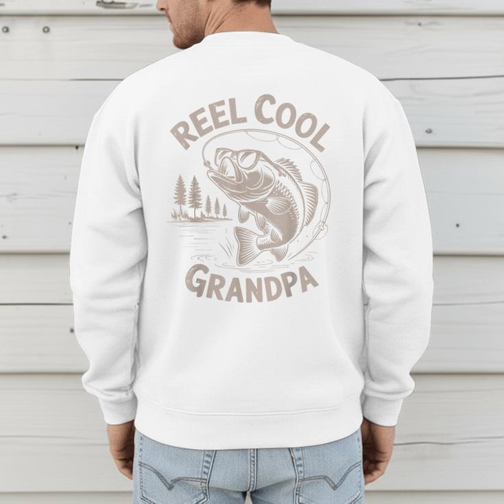 Reel Cool Great Grandpa Step Dad Fishing Father Day Men's Sweatshirt Back Print