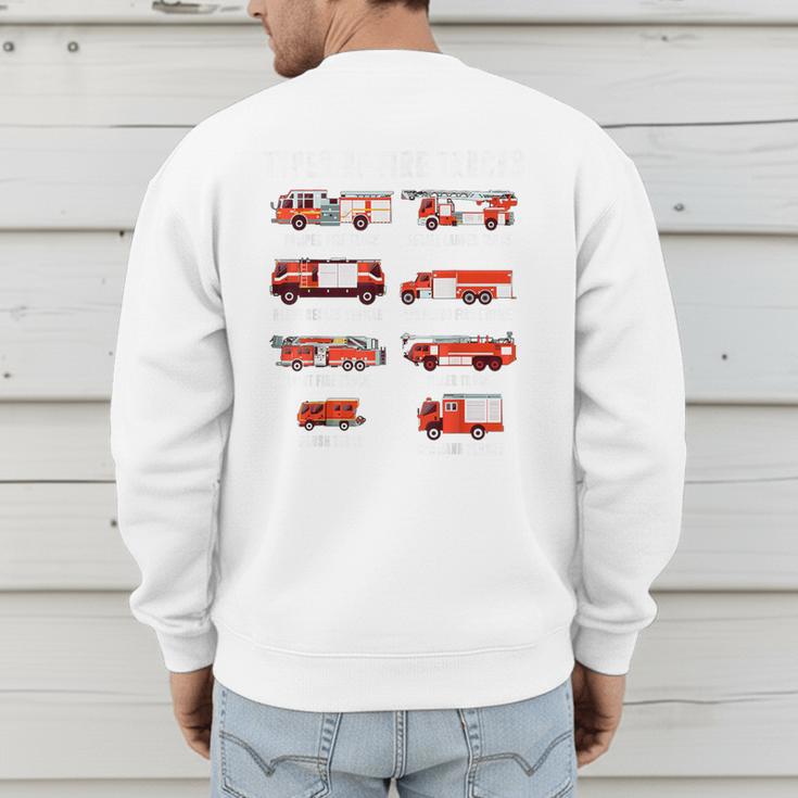 Toddler Boy Types Of FireTruck Firefighter Baby Dad Fireman Men's Sweatshirt Back Print