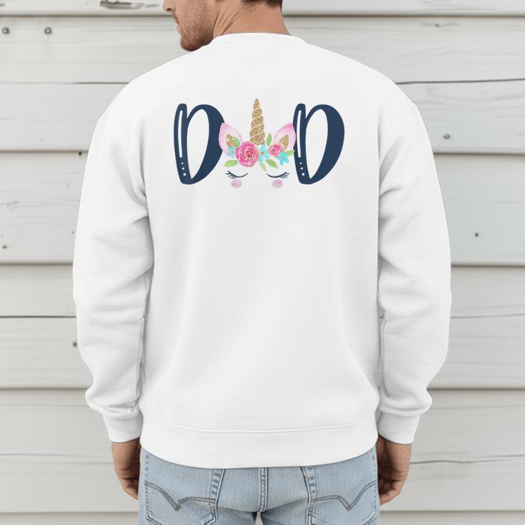 Unicorn Dad Birthday Shirt Matching Family Party Tee T-Shirt Men's Sweatshirt Back Print
