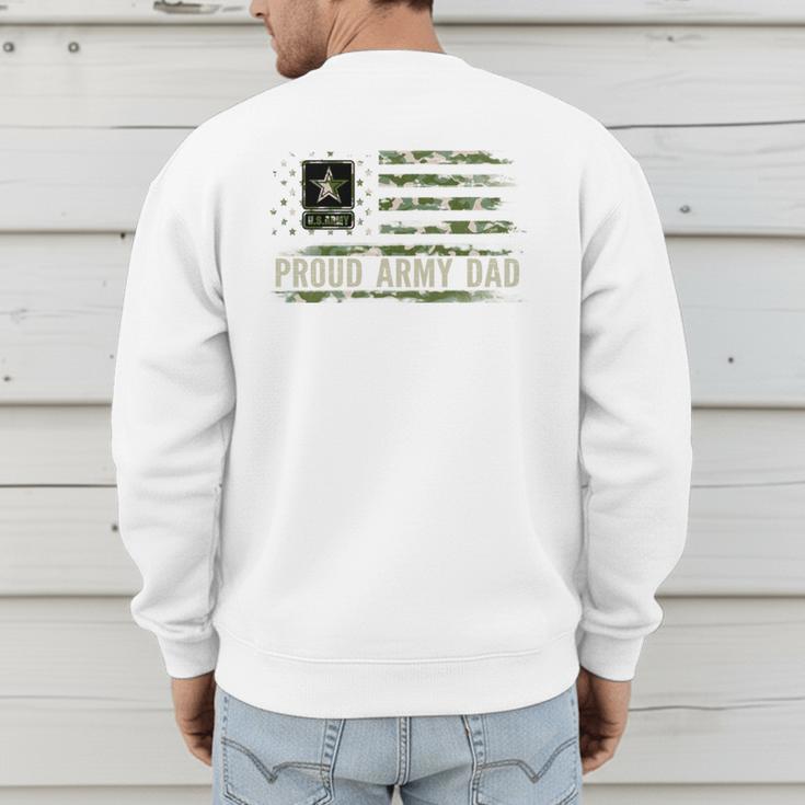 Vintage Proud Army Dad Camo American Flag Veteran Men's Sweatshirt Back Print