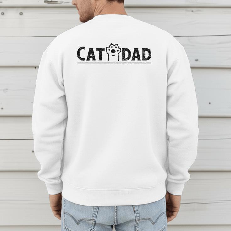Worlds Best Cat Dad Ever Vintage Cat Dad Father Day Men Men's Sweatshirt Back Print