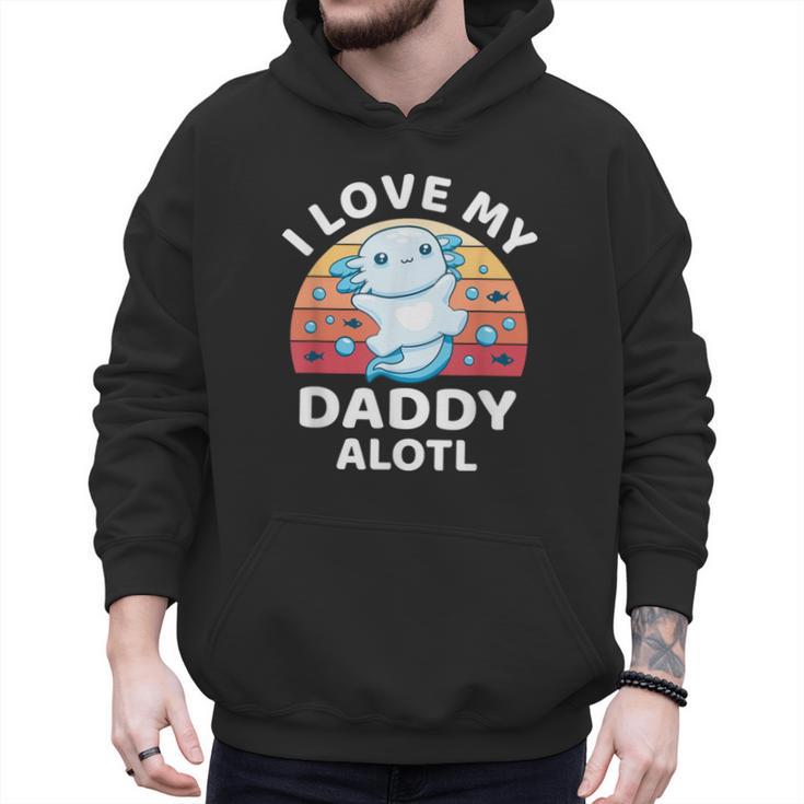 Axolotl Kids Teens Retro Sunset I Love My Daddy Men Hoodie