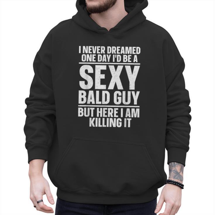 Bald Guy Art For Men Dad Sexy Bald People Bald Man Men Hoodie