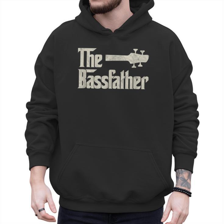 The Bassfather Distressed Bass Player Dad Fathers Day Men Hoodie
