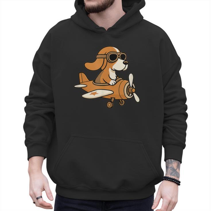 Beagle Flying a Plane Pilot Airplane Dog Mom Dad Men Hoodie