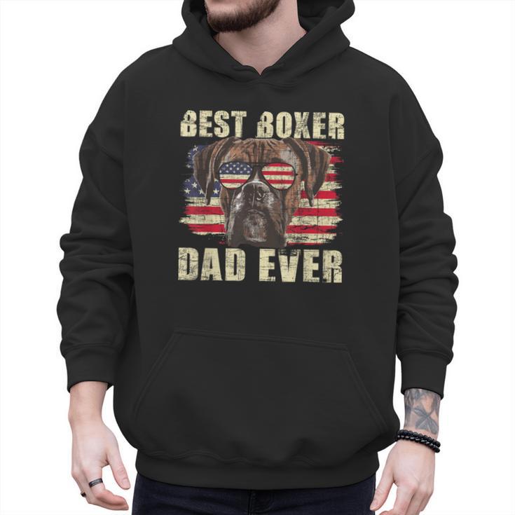 Best Boxer Dad Ever USA Flag American Dog Animal Lover Men Hoodie