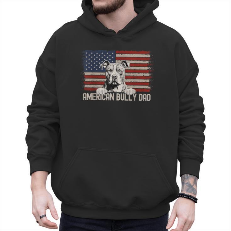 Best Dog Dad Ever American Flag American Bully Dad Men Hoodie