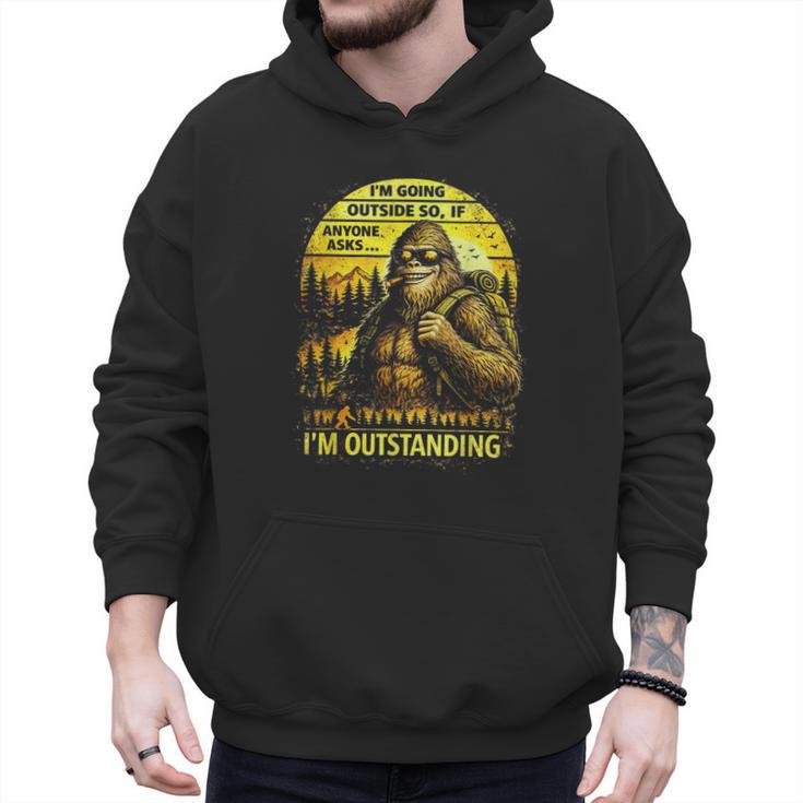 Bigfoot Outdoor Hiking Dad Joke Im Outstanding Sasquatch Men Hoodie