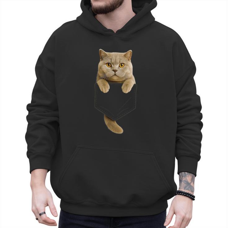 British Shorthair Cat Pocket Cat Mom Cat Dad Cat Lover Men Hoodie