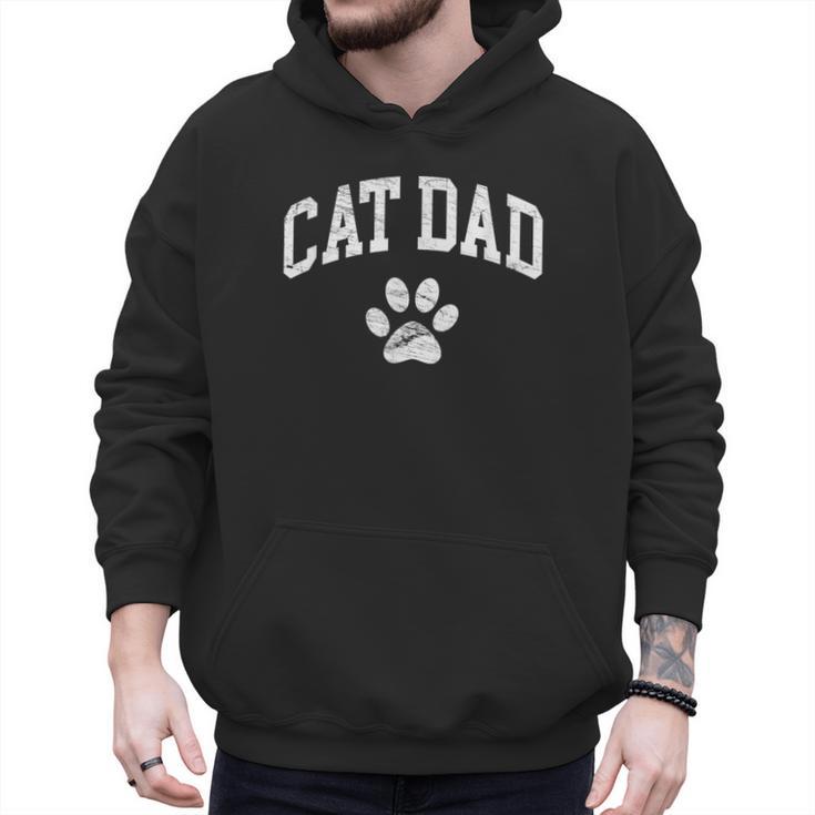 Cat Dad Vintage Distressed Cat Paw Men Hoodie