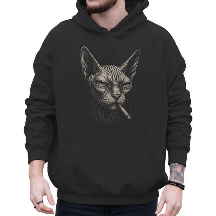 Cigarette Smoking Sphynx Cat Meme Stupid For Dad Men Hoodie