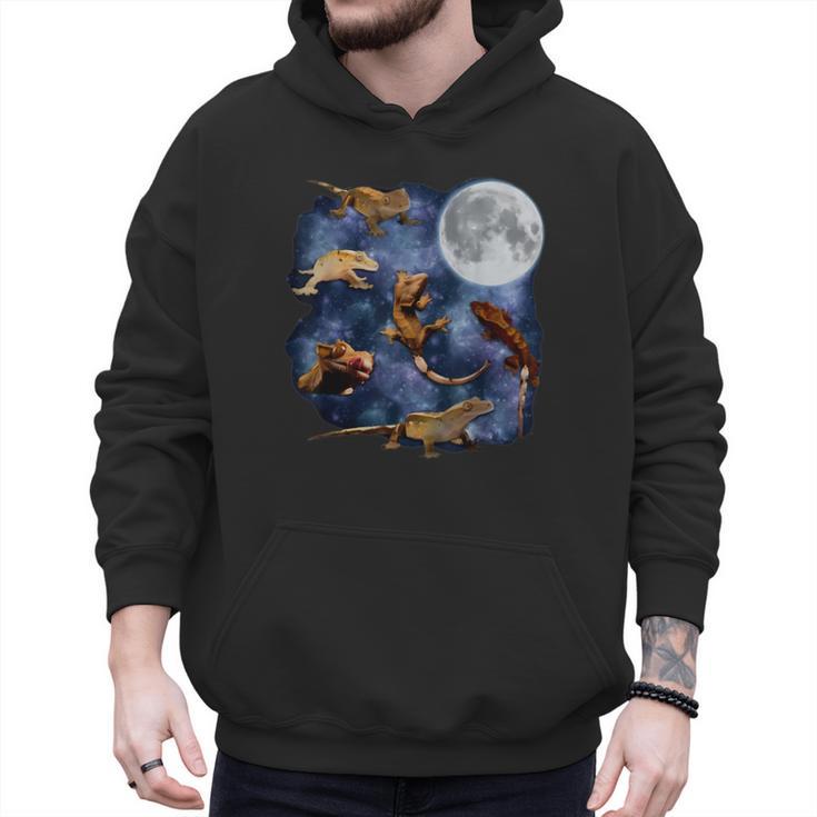 Crested Gecko Moon Retro Reptile Mom Dad Breeder Lover Men Hoodie