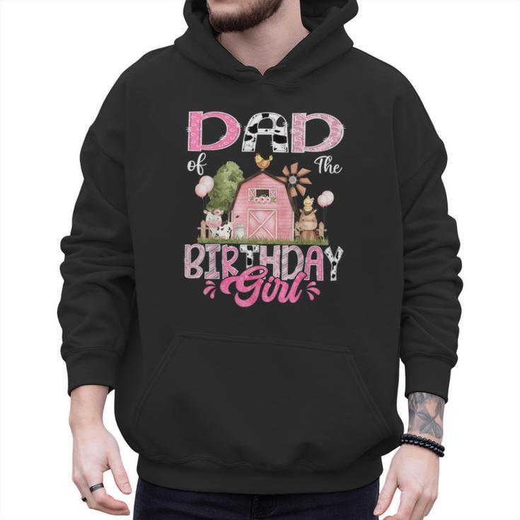 Dad Of The Birthday Girl 1St Birthday Pink Cow Farm Men Hoodie