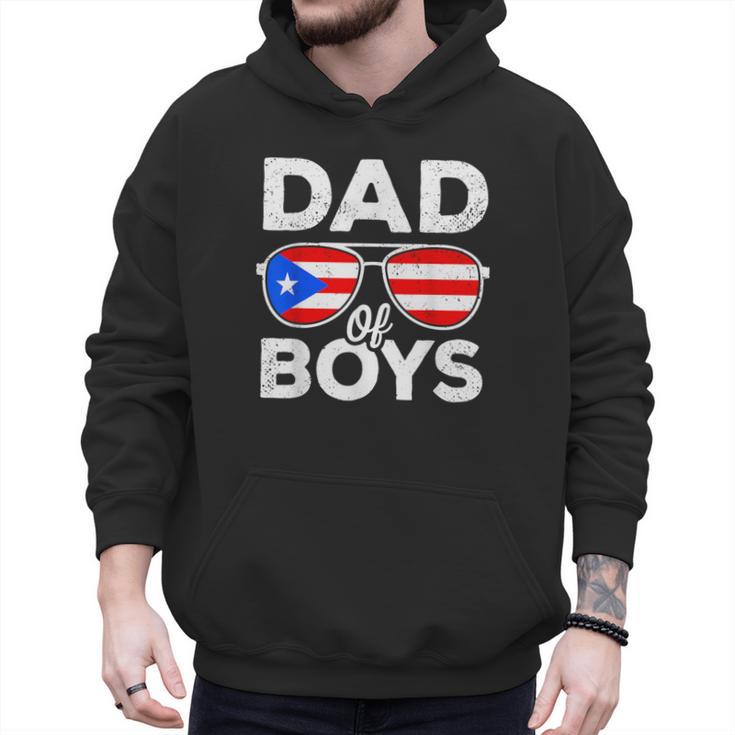Dad Of Boys Fathers Day Retro Puerto Rico Flag Boricua Dad Men Hoodie